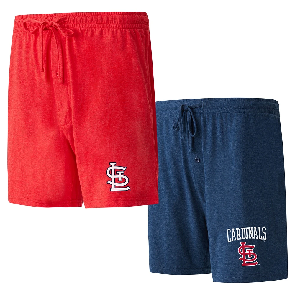 Pack de deux shorts nuit Concepts Sport rouge/marine St. Louis Cardinals pour hommes