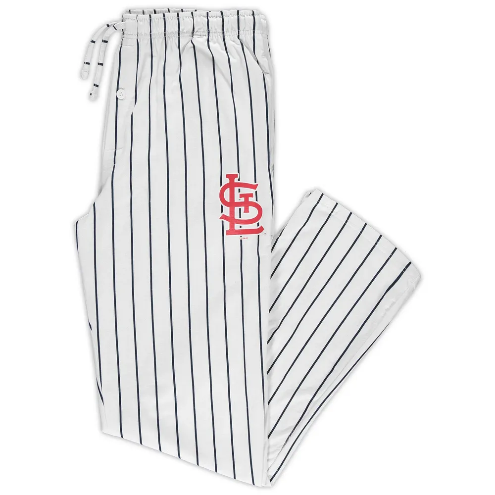 Pantalon de nuit à fines rayures Concepts Sport pour hommes, blanc/bleu marine St. Louis Cardinals Big & Tall