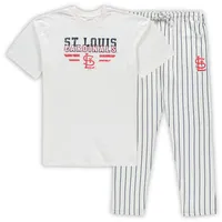 Pyjama à fines rayures Concepts Sport pour hommes, blanc/bleu marine St. Louis Cardinals Big & Tall