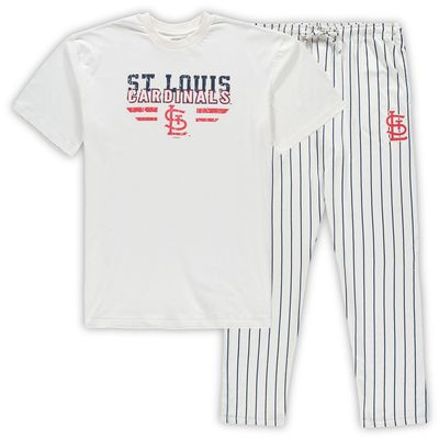 Men's Concepts Sport White/Navy St. Louis Cardinals Big & Tall Pinstripe Sleep Set