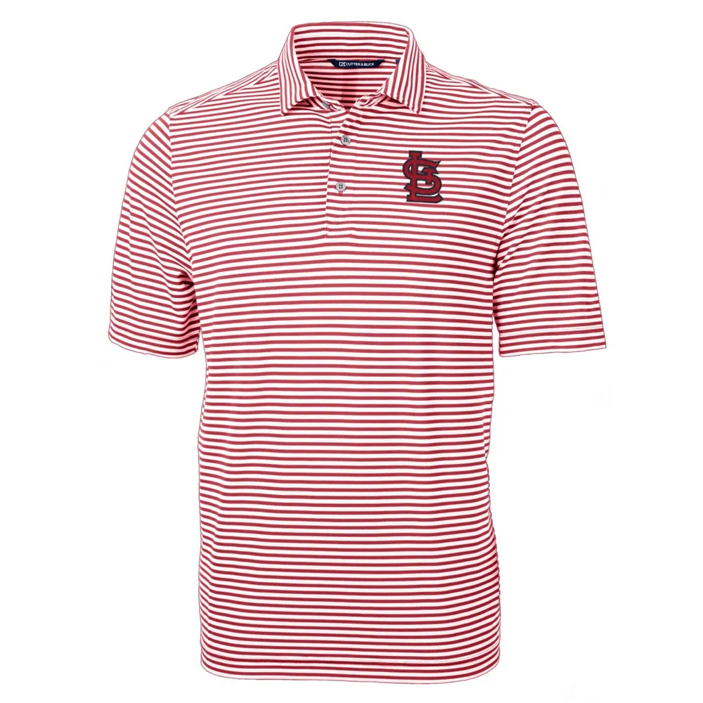 Lids St. Louis Cardinals Cutter & Buck Virtue Eco Pique Stripe Recycled Polo  - Red