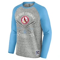 Men's Darius Rucker Collection by Fanatics  Heather Gray St. Louis Cardinals Raw Edge Raglan Long Sleeve Baseball T-Shirt
