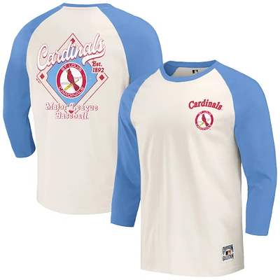 Collection Darius Rucker pour hommes par Fanatics Bleu clair/Blanc St. Louis Cardinals Cooperstown T-shirt raglan à manches 3/4