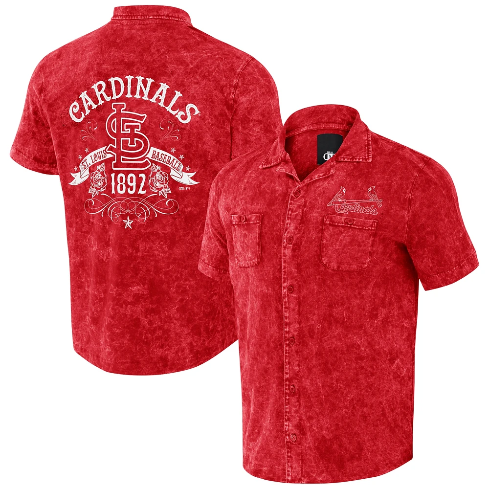 Men's Darius Rucker Collection by Fanatics  Red St. Louis Cardinals Denim Team Color Button-Up Shirt