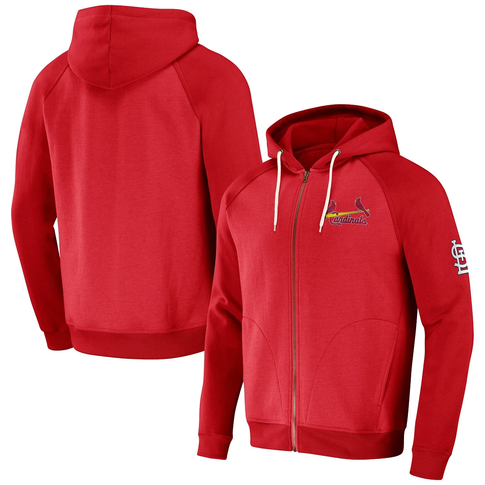 Collection Darius Rucker pour homme par Fanatics Red St. Louis Cardinals Raglan Full-Zip Hoodie