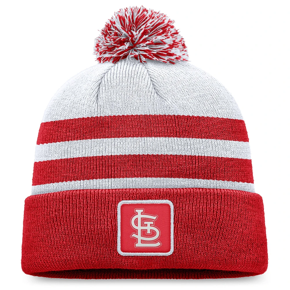 Bonnet en tricot à revers Fanatics gris St. Louis Cardinals pour hommes avec pompon