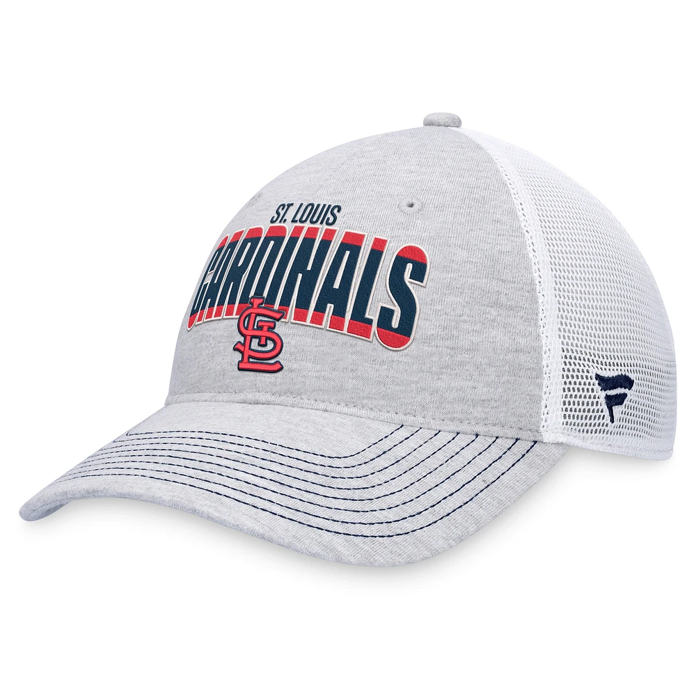 Casquette réglable de camionneur avec logo Fanatics gris chiné/blanc des St. Louis Cardinals pour hommes