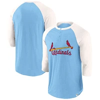 T-shirt Henley à manches 3/4 Fanatics pour hommes, bleu clair/crème, victoire historique des Cardinals de St. Louis