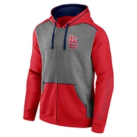 Sweat à capuche entièrement zippé pour hommes Fanatics rouge/gris chiné St. Louis Cardinals Expansion Team