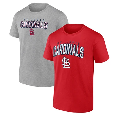 Pack combiné de t-shirts parent Fanatics pour hommes, rouge/gris chiné, St. Louis Cardinals