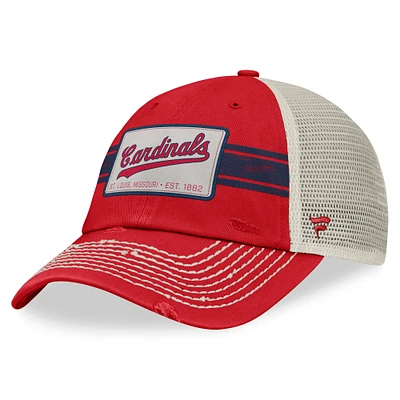 Casquette réglable de camionneur à rayures Heritage St. Louis Cardinals Fanatics rouge/naturel pour hommes