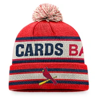 Bonnet en tricot à revers avec slogan de la ville natale des Cardinals de St. Louis Fanatics rouge/naturel pour hommes avec pompon