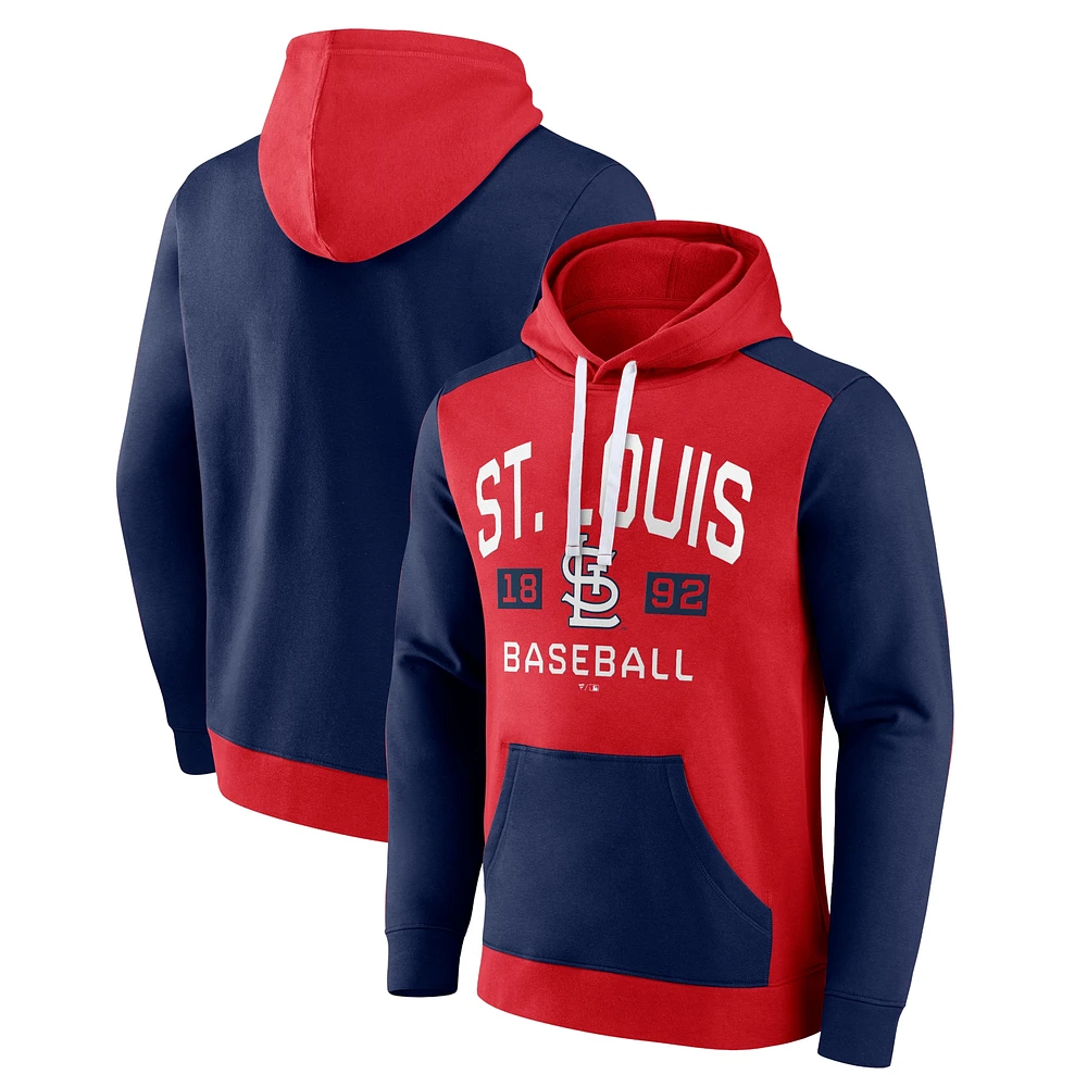 Men's Fanatics Red/Navy St. Louis Cardinals Chip Team Pullover Hoodie