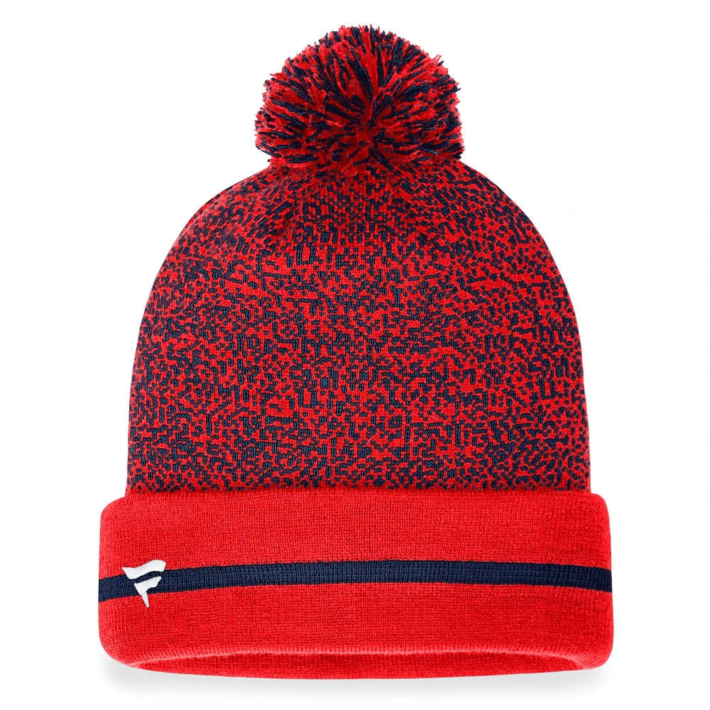 Bonnet en tricot à revers Space-Dye Fanatics rouge/marine St. Louis Cardinals pour hommes avec pompon