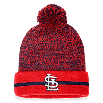 Bonnet en tricot à revers Space-Dye Fanatics rouge/marine St. Louis Cardinals pour hommes avec pompon