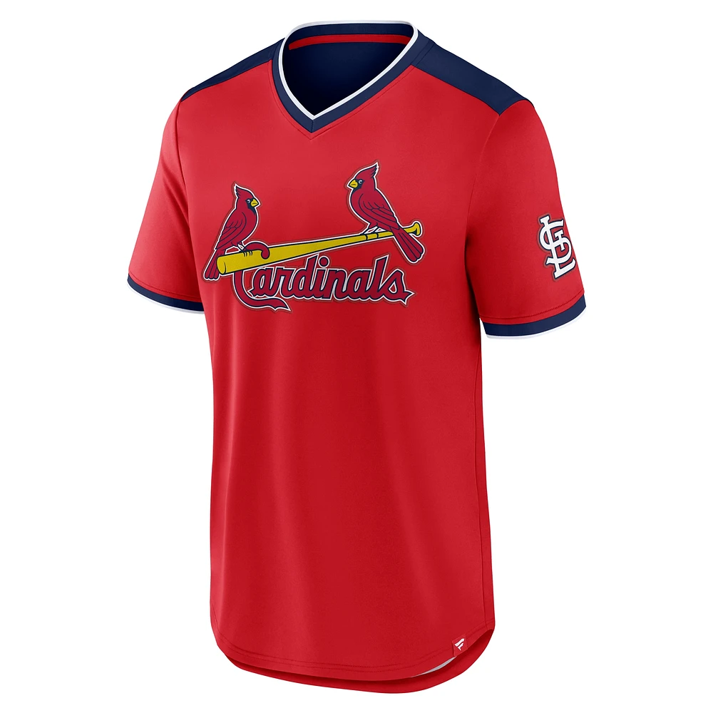 Men's Fanatics  Red/Navy St. Louis Cardinals Walk-Off V-Neck T-Shirt
