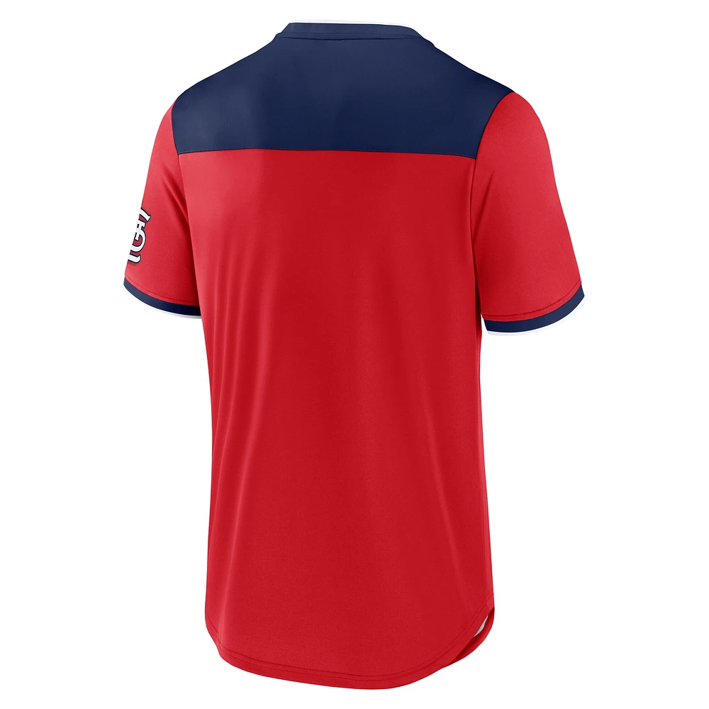 Men's Fanatics  Red/Navy St. Louis Cardinals Walk-Off V-Neck T-Shirt
