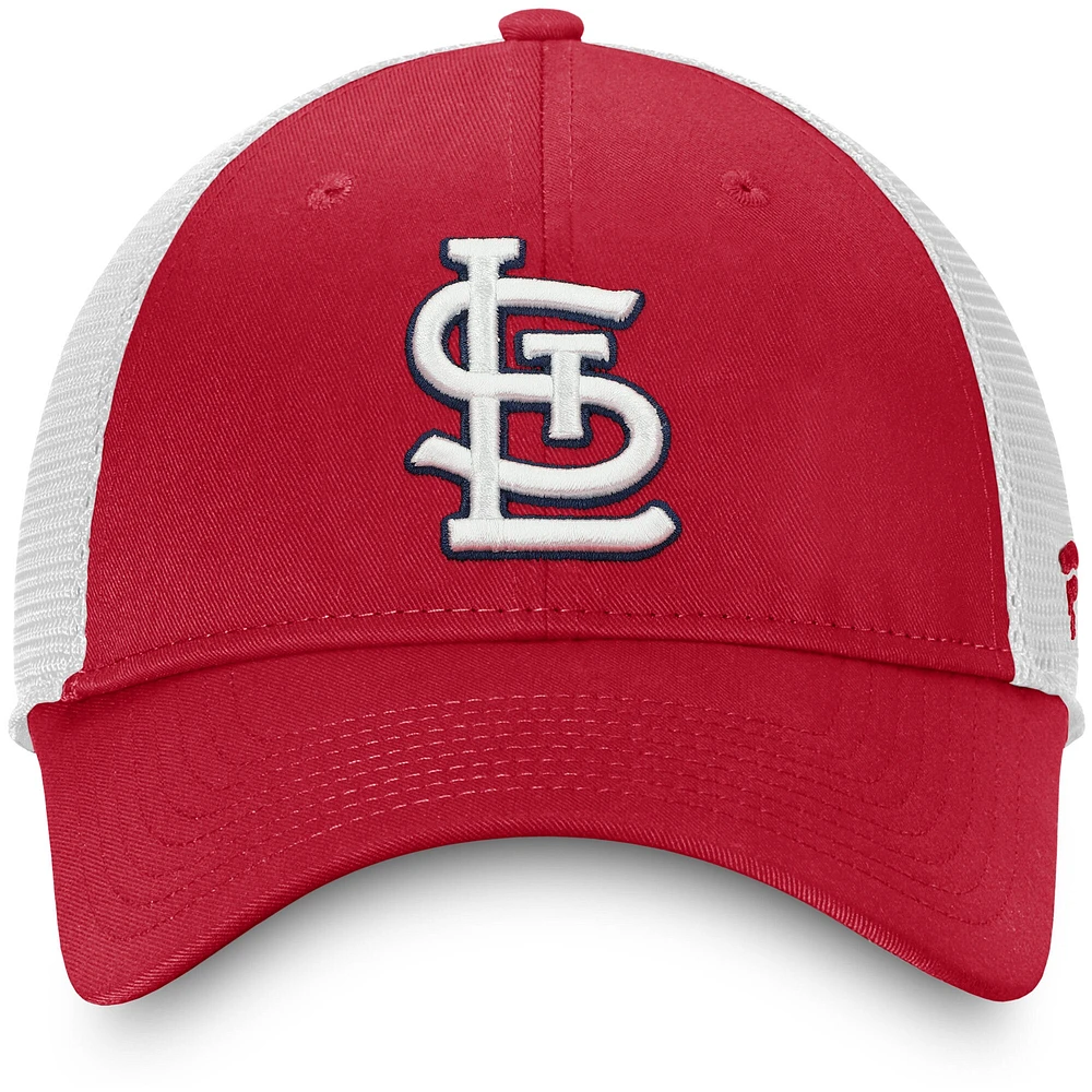 Casquette réglable de camionneur non structurée Fanatics rouge/blanc St. Louis Cardinals Team Core pour hommes