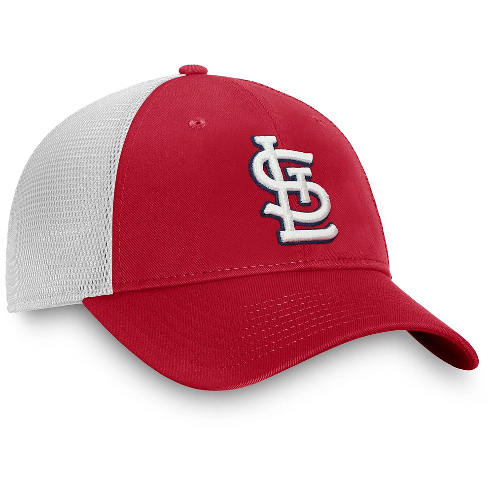 Casquette réglable de camionneur non structurée Fanatics rouge/blanc St. Louis Cardinals Team Core pour hommes