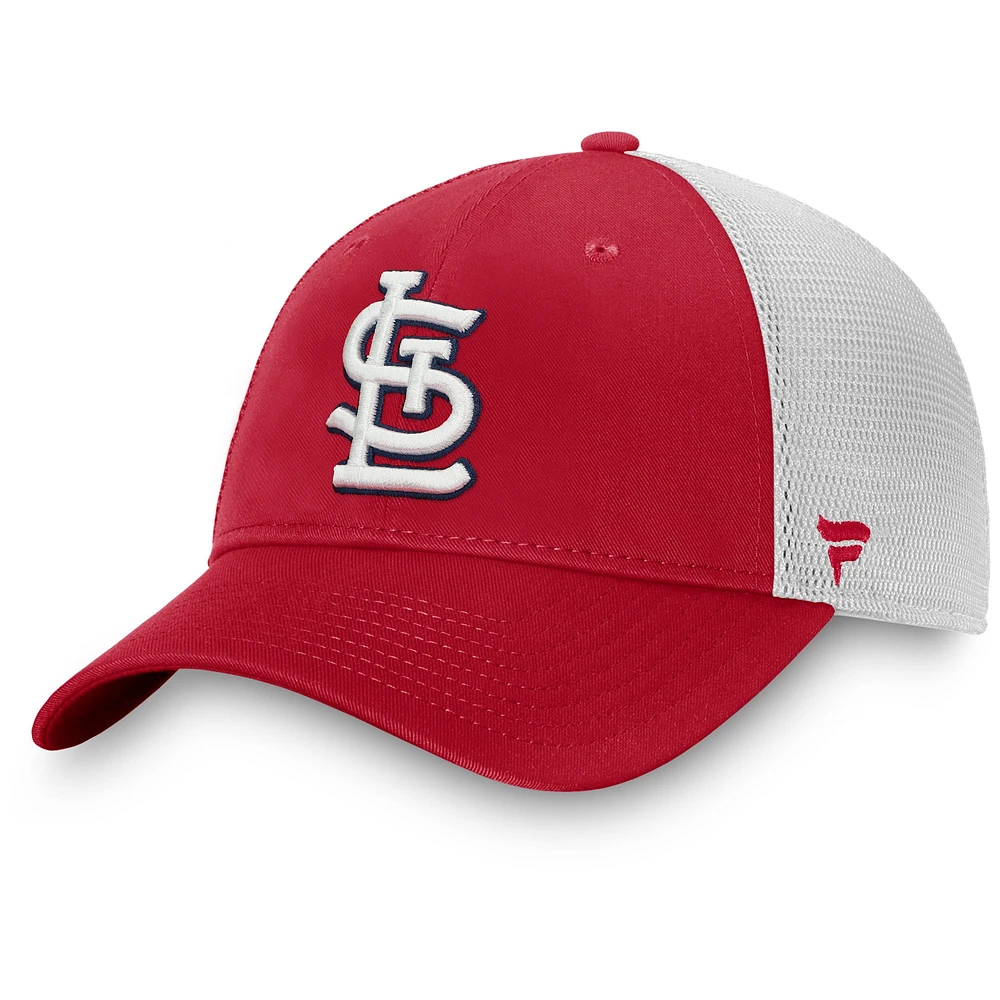 Casquette réglable de camionneur non structurée Fanatics rouge/blanc St. Louis Cardinals Team Core pour hommes