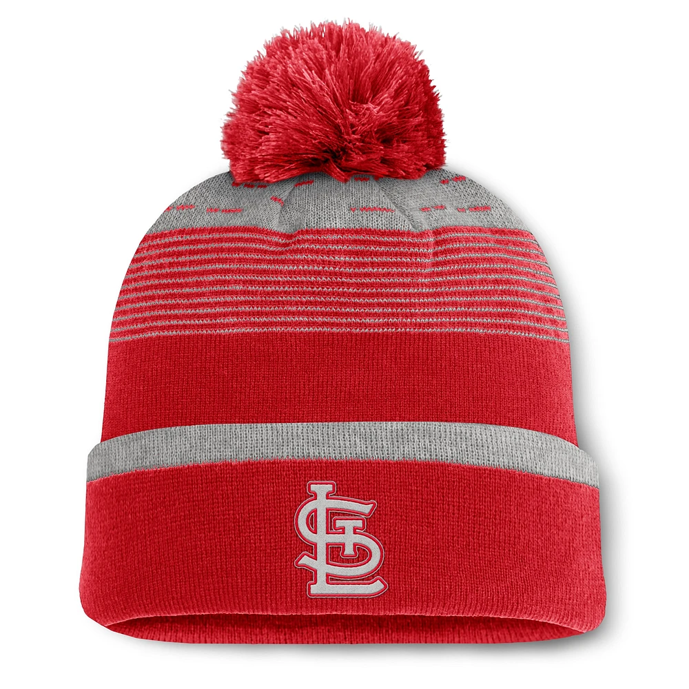 Bonnet en tricot à revers dégradé fondamental avec pompon pour hommes Fanatics Red St. Louis Cardinals