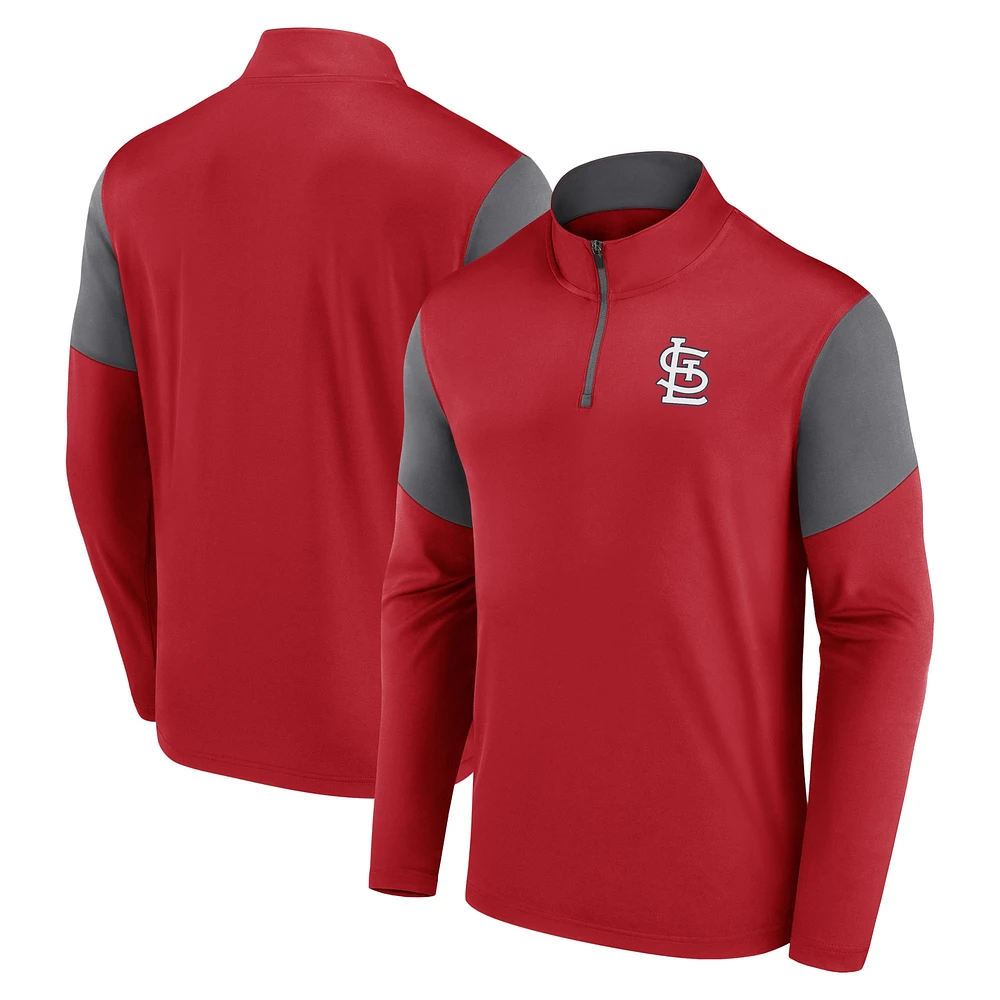 Haut zippé à 1/4 de zip avec logo des Cardinals St. Louis pour hommes Fanatics Red