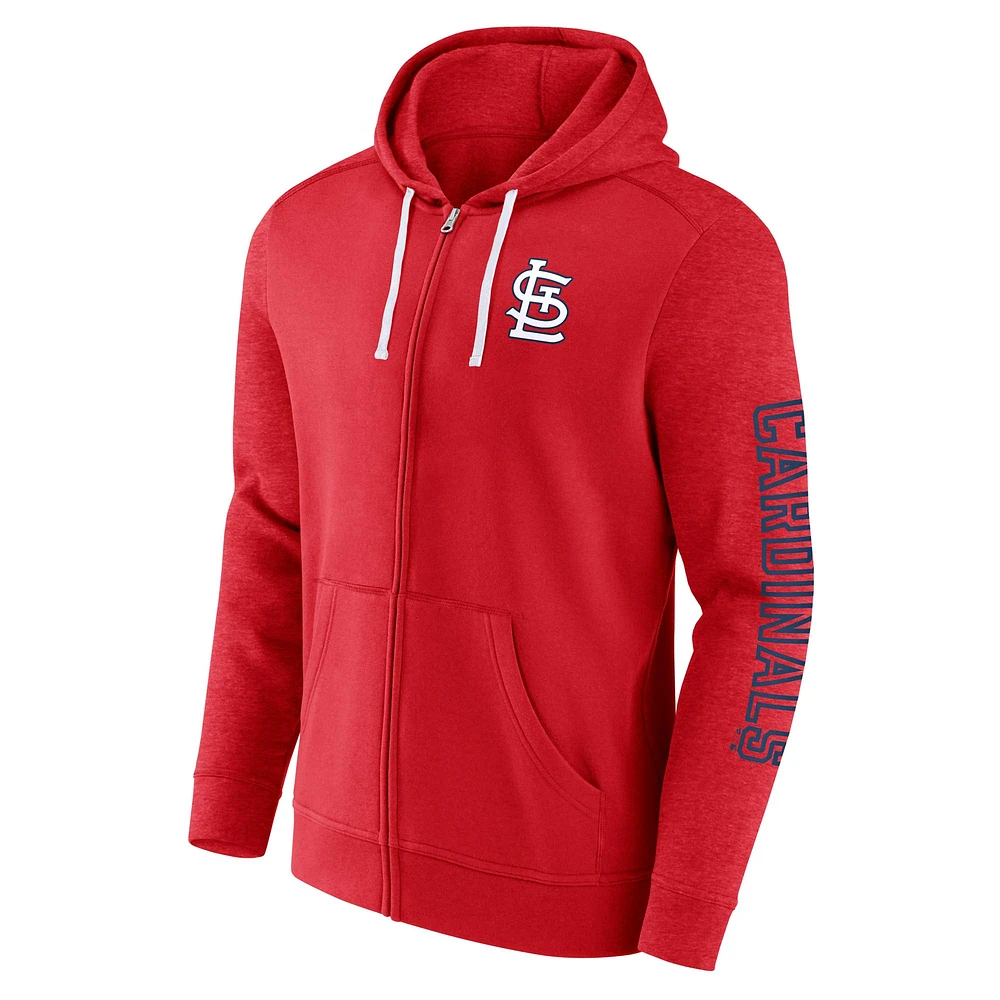 Sweat à capuche léger entièrement zippé pour hommes Fanatics Red St. Louis Cardinals Offensive Line Up