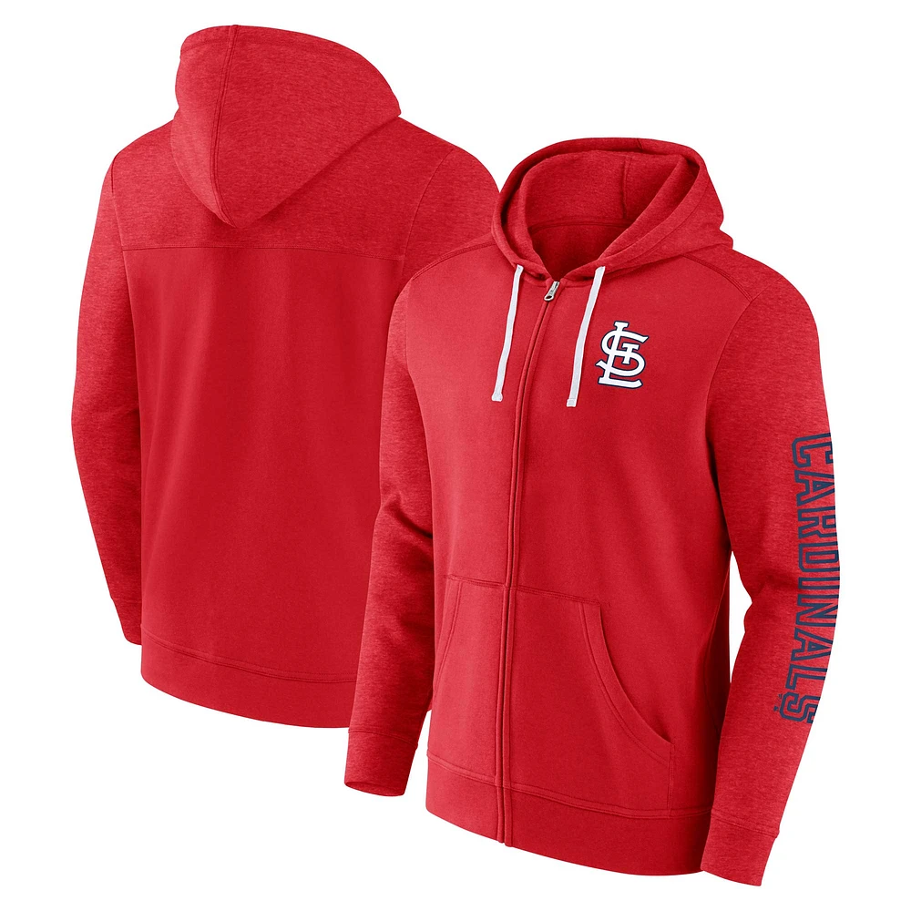 Sweat à capuche léger entièrement zippé pour hommes Fanatics Red St. Louis Cardinals Offensive Line Up