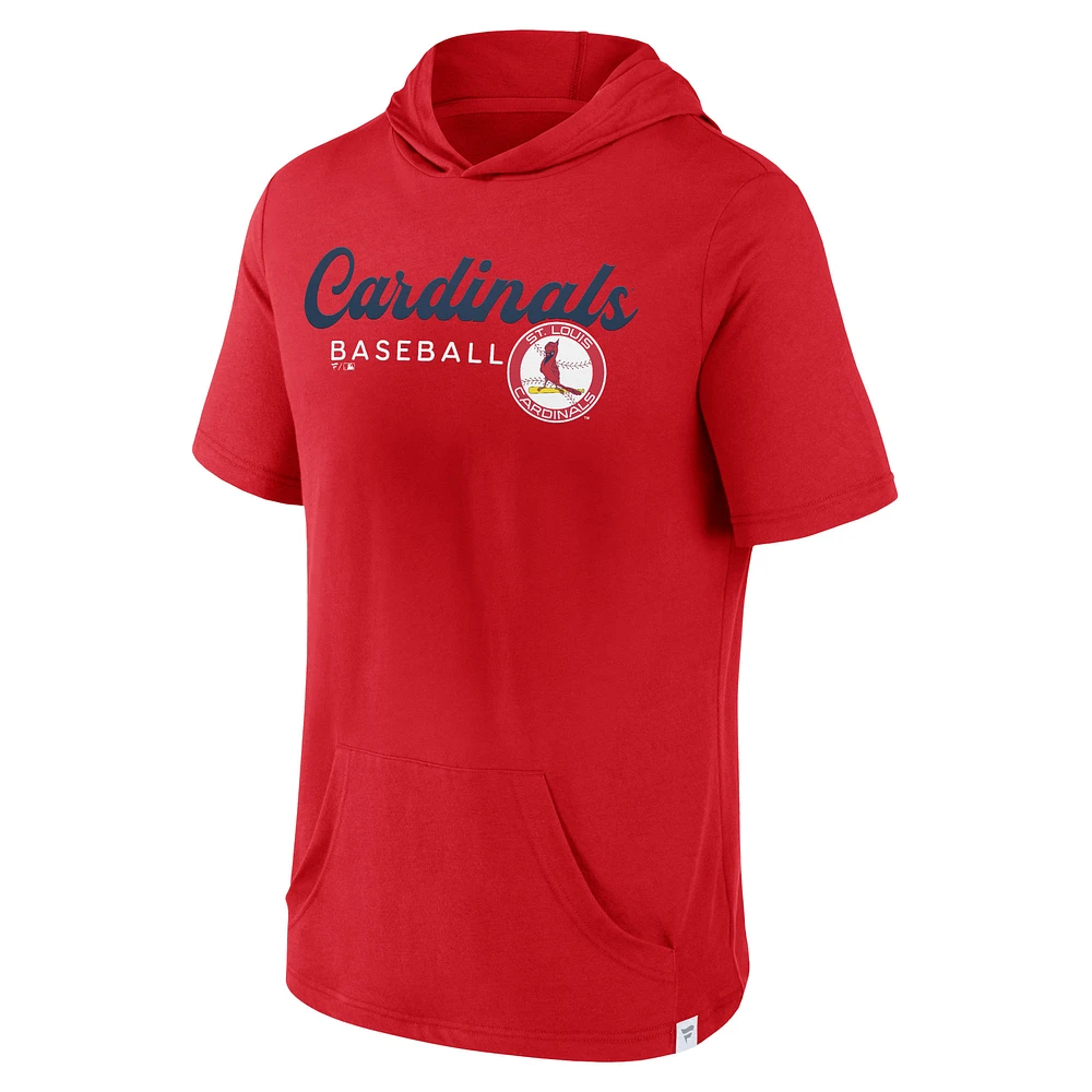 Men's Fanatics Red St. Louis Cardinals Offensive Strategy Short Sleeve Pullover Hoodie