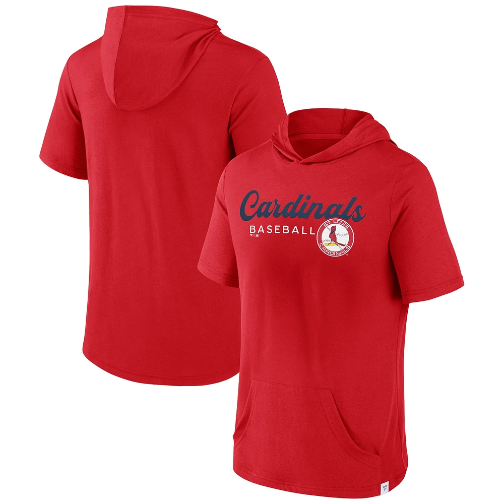 Men's Fanatics Red St. Louis Cardinals Offensive Strategy Short Sleeve Pullover Hoodie