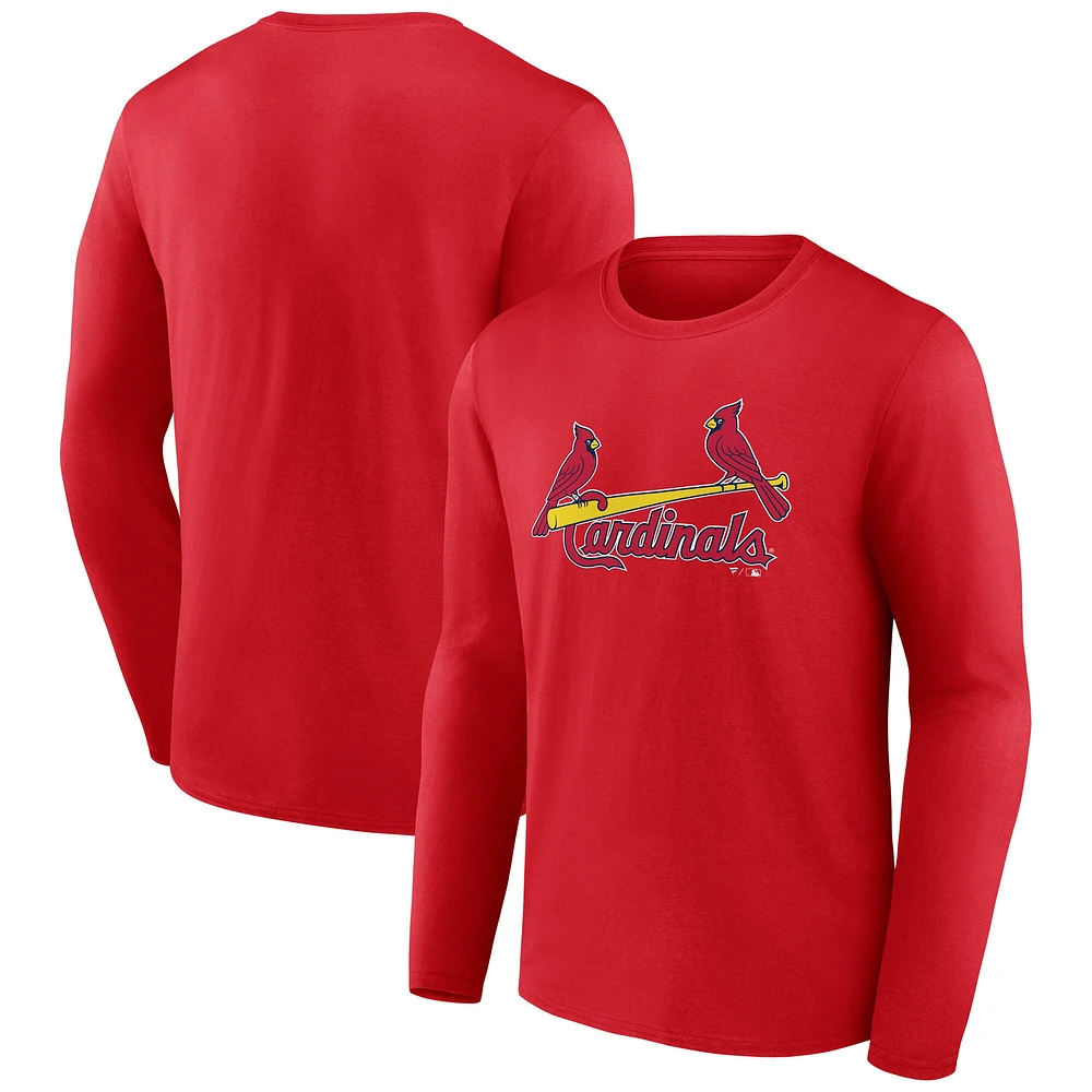 T-shirt à manches longues pour homme avec logo officiel des Cardinals de St. Louis Fanatics Red
