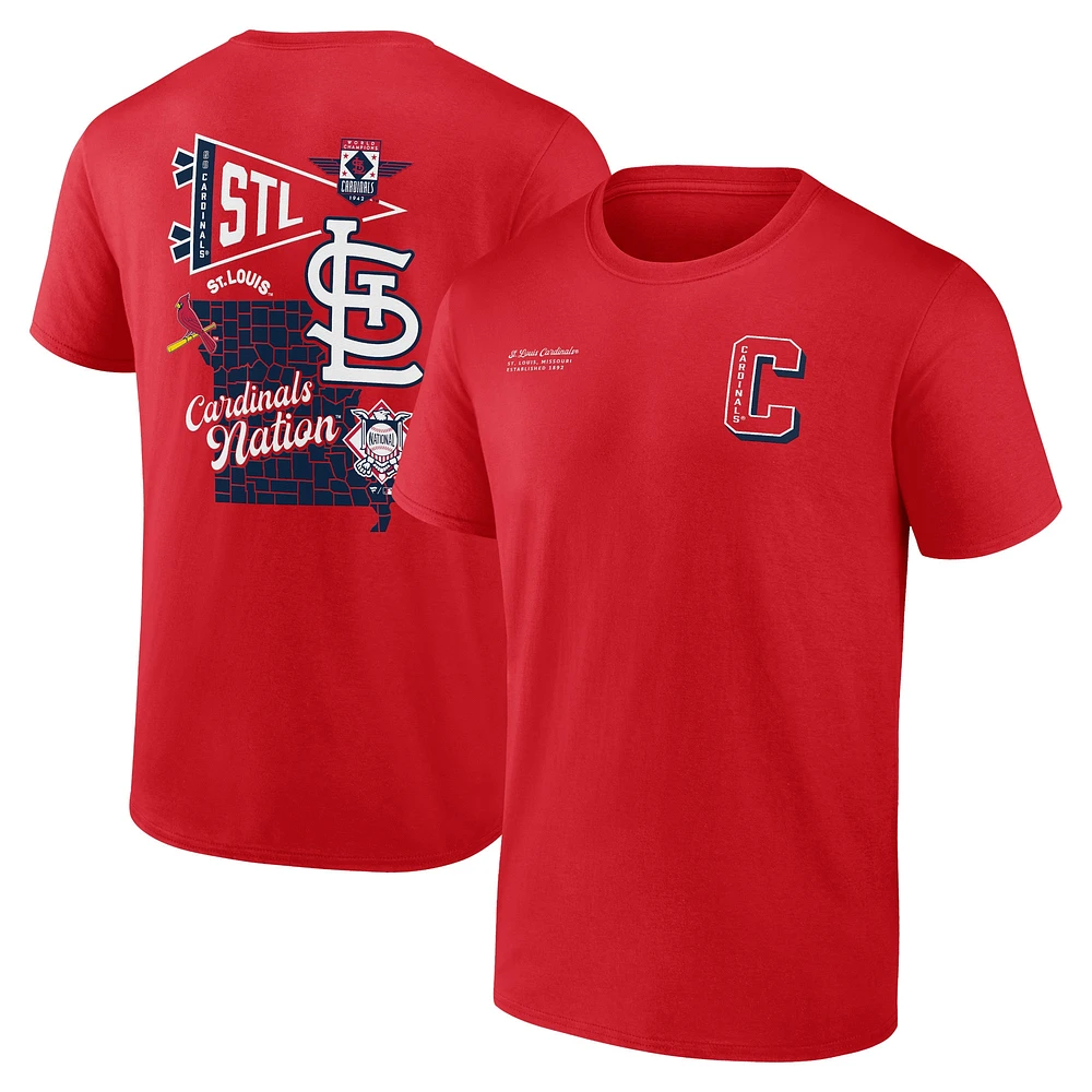 T-shirt rouge Fanatics St. Louis Cardinals Split Zone pour hommes