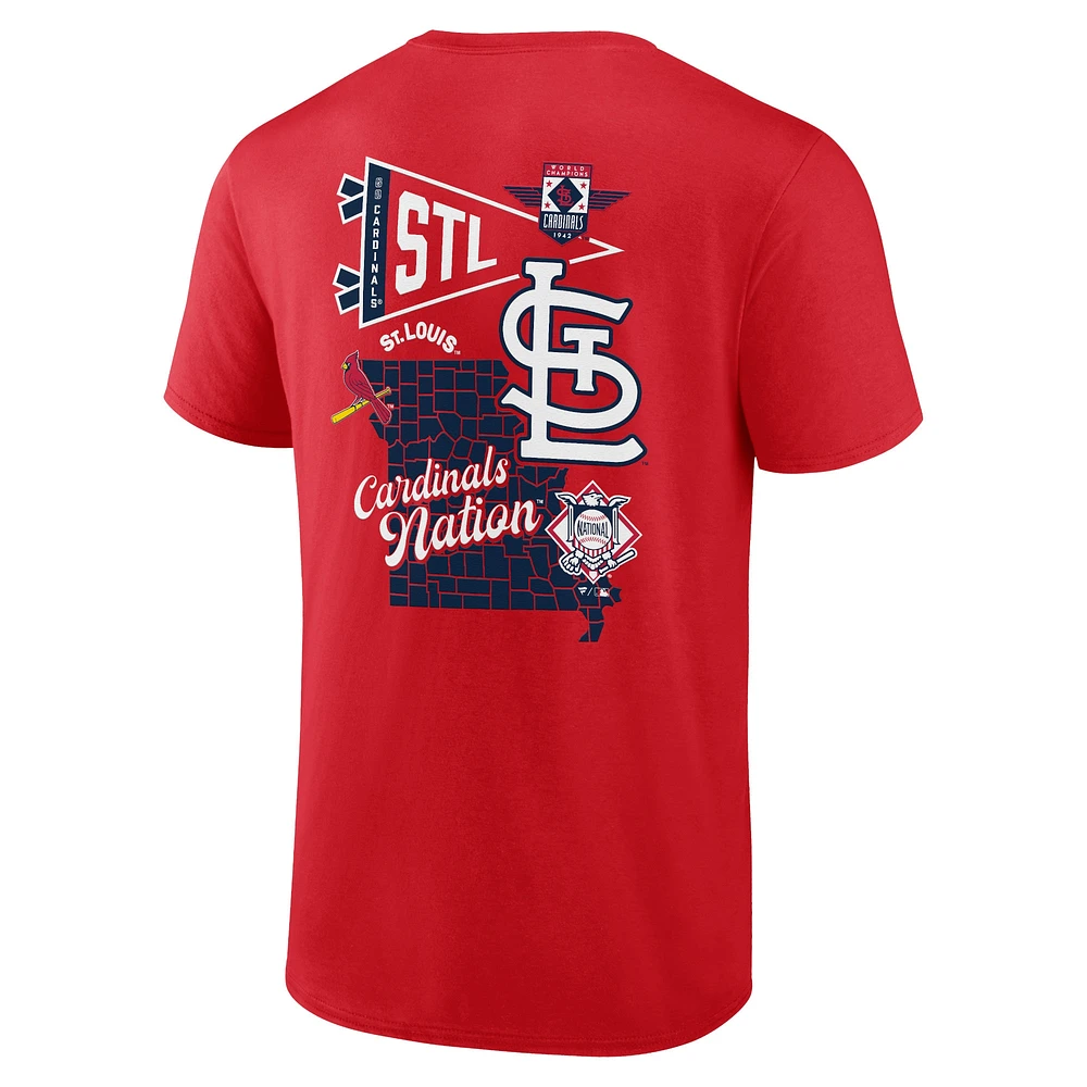 T-shirt rouge Fanatics St. Louis Cardinals Split Zone pour hommes