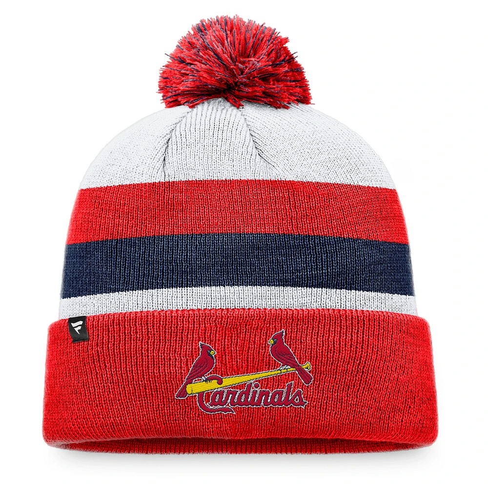 Men's Fanatics Red St. Louis Cardinals Stripe Cuffed Knit Hat with Pom