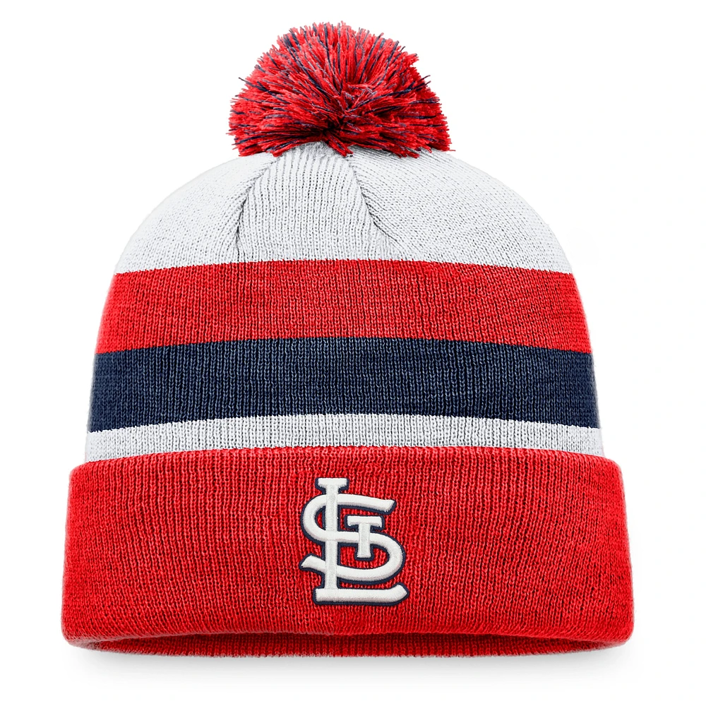 Men's Fanatics Red St. Louis Cardinals Stripe Cuffed Knit Hat with Pom