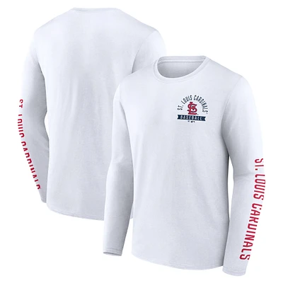 T-shirt à manches longues blanc Fanatics pour homme St. Louis Cardinals Press Box