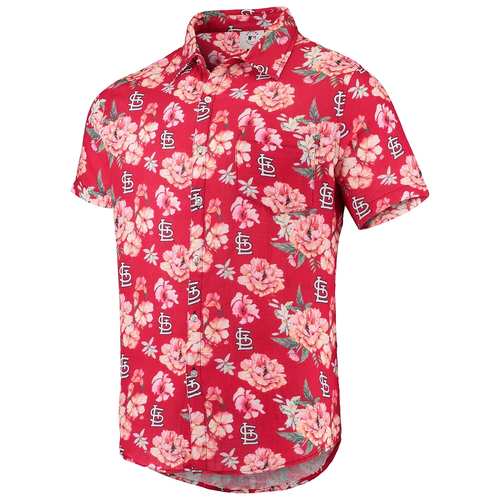 Men's FOCO Red St. Louis Cardinals Floral Linen Button-Up Shirt