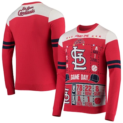 FOCO Red St. Louis Cardinals Ticket Light-Up Ugly Sweater pour homme