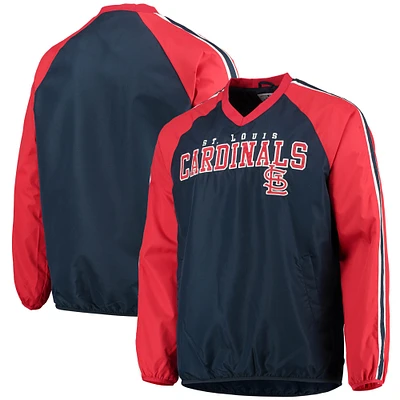 Men's G-III Sports by Carl Banks Navy/Red St. Louis Cardinals Kickoff Raglan V-Neck Pullover Jacket