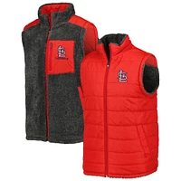 G-III Sports by Carl Banks pour homme Rouge/Charcoal St. Louis Cardinals Power Hitter Gilet réversible entièrement zippé