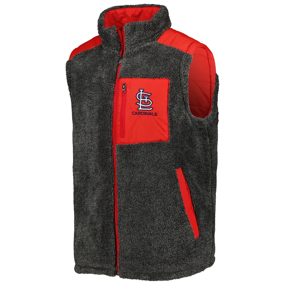 G-III Sports by Carl Banks pour homme Rouge/Charcoal St. Louis Cardinals Power Hitter Gilet réversible entièrement zippé