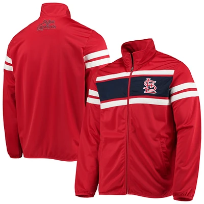 Veste de survêtement à glissière pleine longueur St. Louis Cardinals Power Pitcher G-III Sports by Carl Banks pour homme, rouge/bleu marine