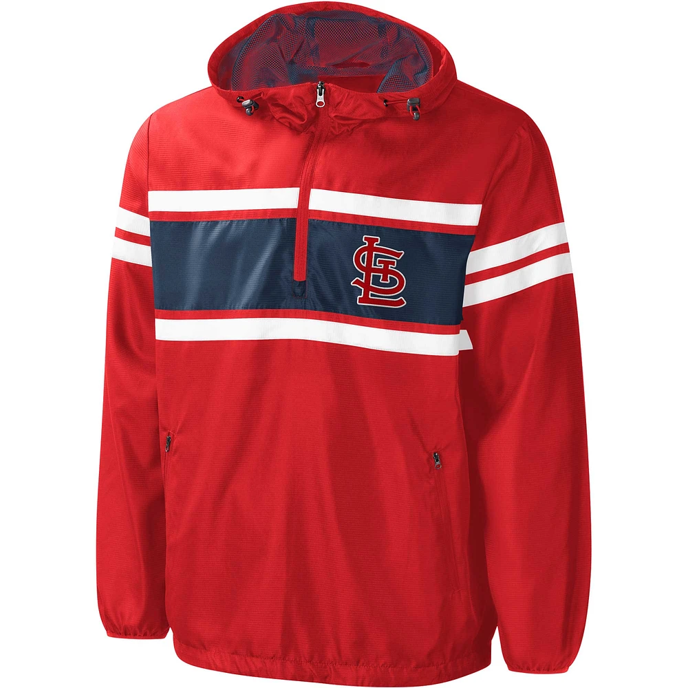 Coupe-vent à quart de zip pour homme G-III Sports by Carl Banks Red St. Louis Cardinals Game Score