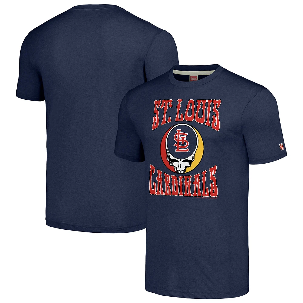 T-shirt triple mélange Hommage Navy St. Louis Cardinals Grateful Dead pour hommes