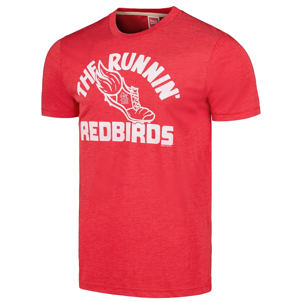 T-shirt triple mélange hommage aux Cardinals de St. Louis pour hommes, collection Doodle, The Runnin' Redbirds