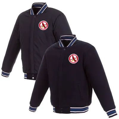 St. Louis Cardinals JH Design Reversible Full-Snap Wool Jacket with Embroidered Logo - Navy