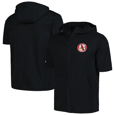 Levelwear pour hommes, noir, St. Louis Cardinals Recruit, sweat à capuche entièrement zippé manches courtes