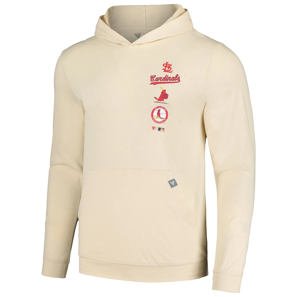 Men's Levelwear Cream St. Louis Cardinals Base Line Pullover Hoodie