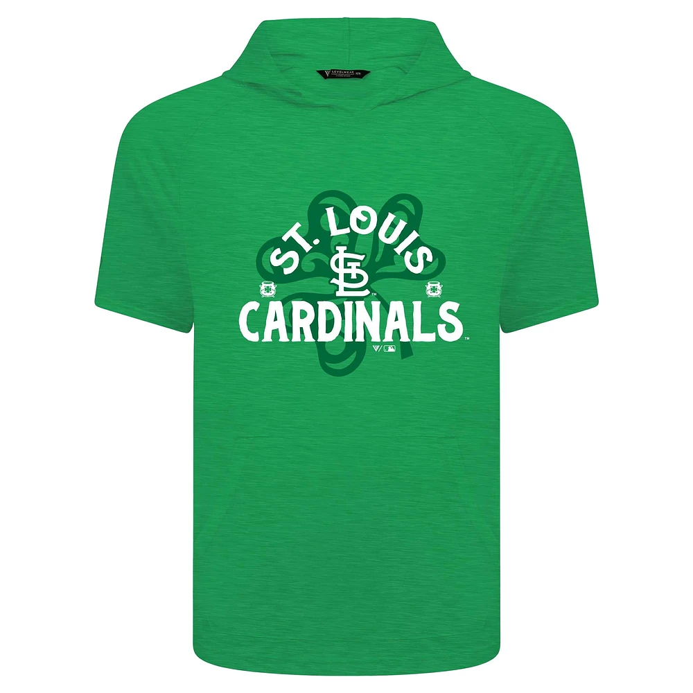 Men's Levelwear Green St. Louis Cardinals Patrick's Day Phase Shamrock Short Sleeve T-Shirt Hoodie