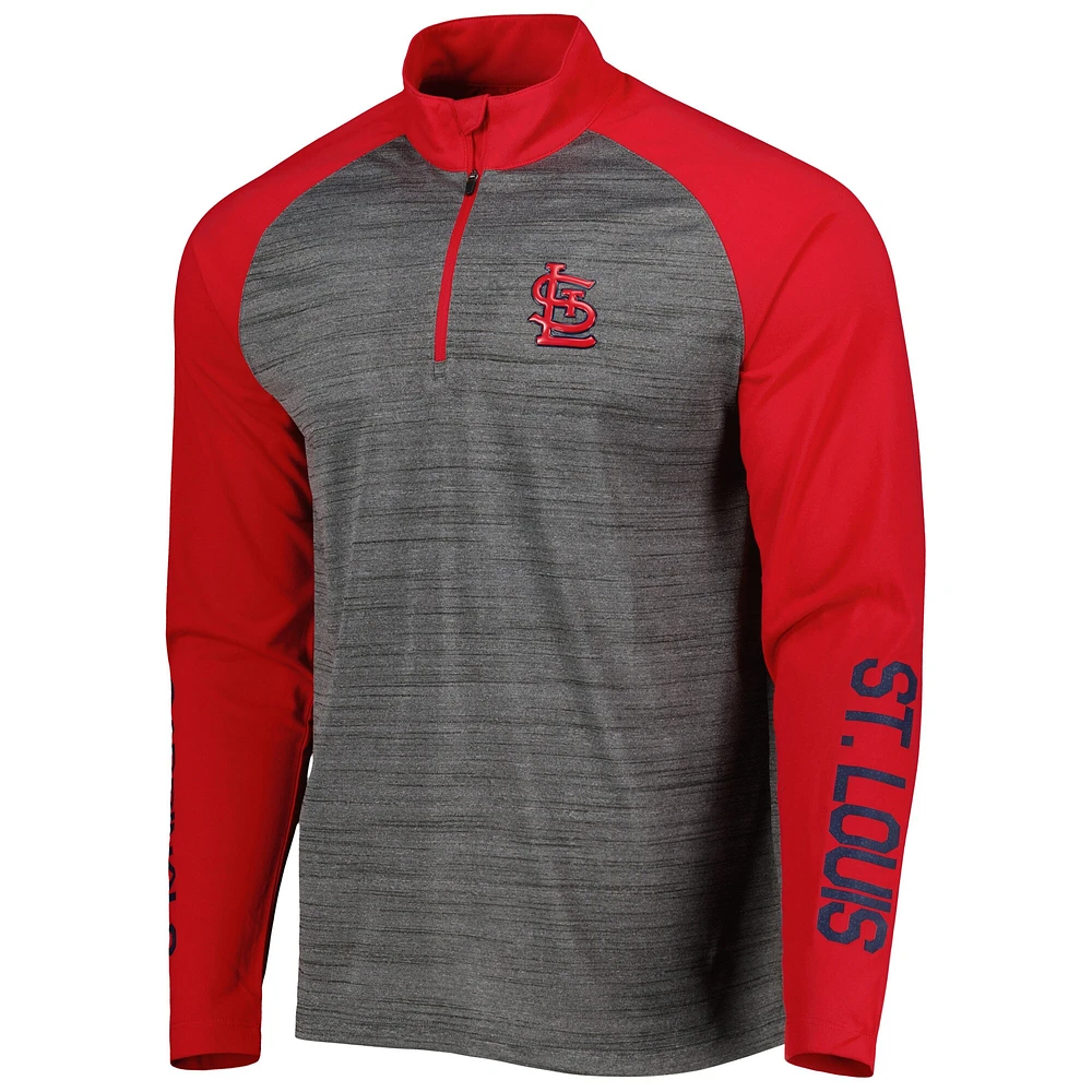 Haut Levelwear gris chiné St. Louis Cardinals Vandal Raglan Quarter-Zip pour homme